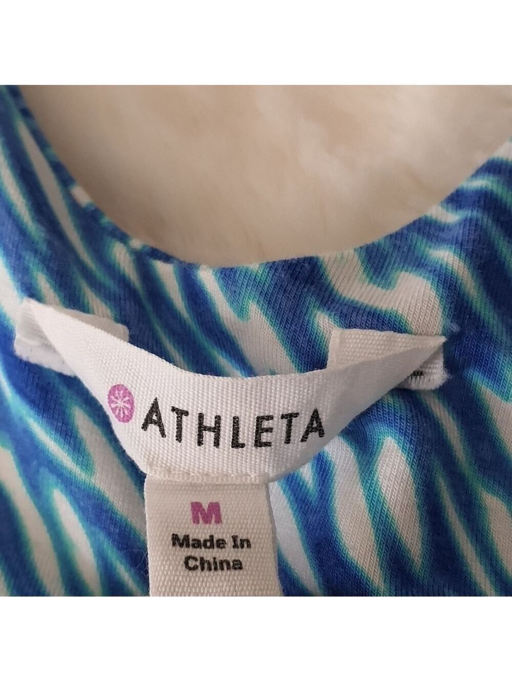 Athleta Reef Tank Dress Womens M Blue Aqua Print Soft Stretch Sleeveless - Picture 4 of 10